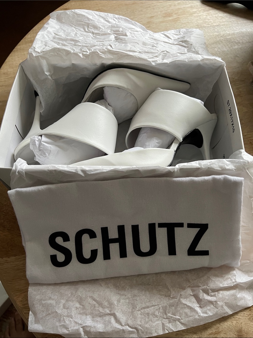 SCHUTZ White Leather Slide Heels